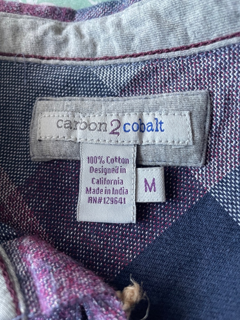 Carbon 2 Cobalt Womans shirt medium Winterberry Plaid Button-Down - Picture 7 of 8